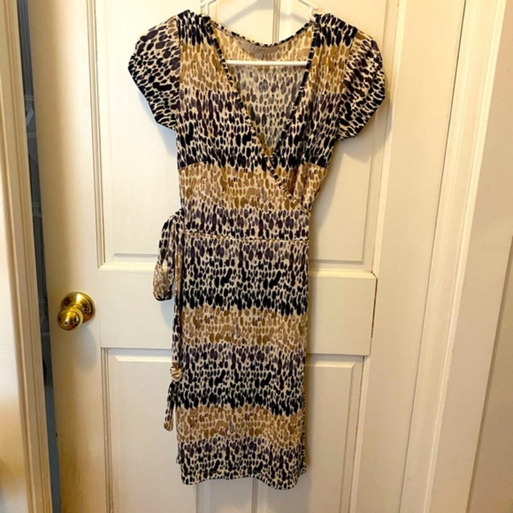 Loft Wrap Dress Stretchy Print Short Sleeve Dress Size XS